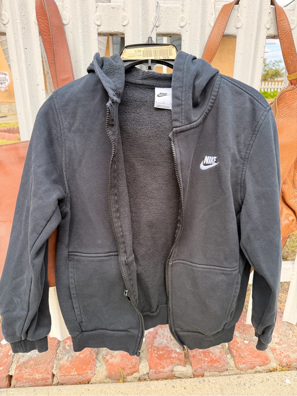 Nike Black Hooded Zip Sweatshirt with White Logo